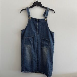Denim Overall Dress with Pockets